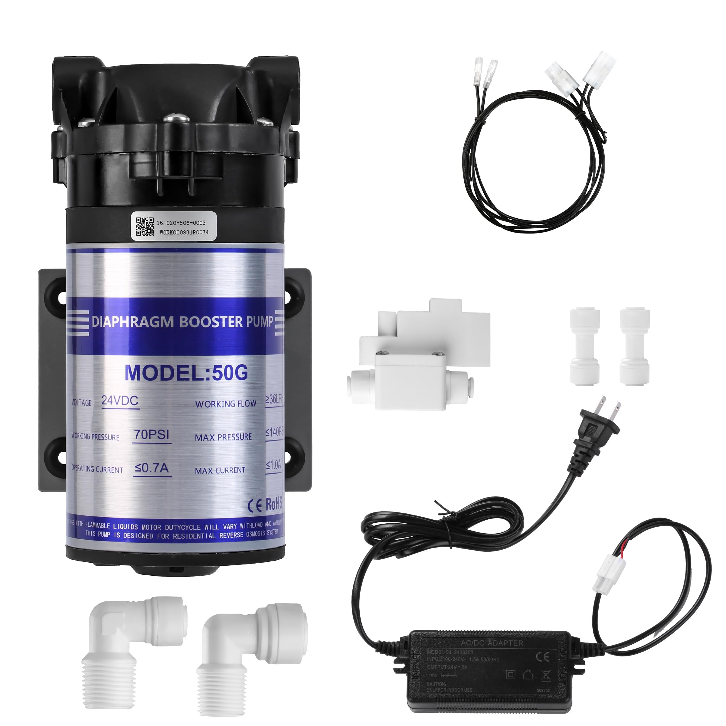 Photo 1 of 2025 Upgrade 50 GPD Universal 6800 Booster Pump Kit for RO Water System,100PSI High Pressure Upgrade,Compatible with All RO Water Filtration Systems, 5X Faster Flow Rate