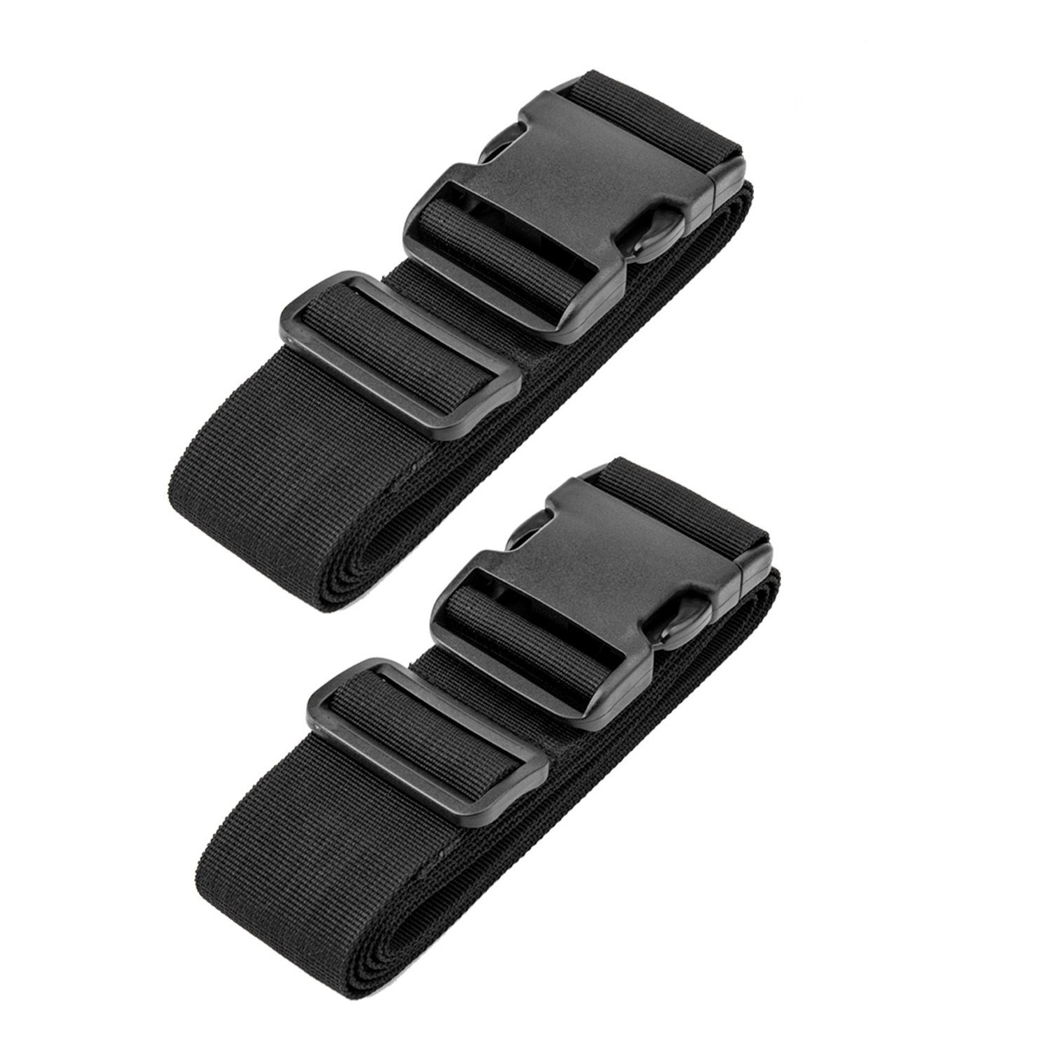 RFWIN Luggage Straps (2 Pack Black) - 5cm Wide, 100-188cm Adjustable Nylon, Durable Buckle Closure, Ideal for Traveling, Camping, Caravanning
