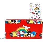 Hello Kitty and Friends Wallet for Women Set - Bundle with Sanrio Card Organizer with Pockets and Wrist Strap for Women Plus Stickers | Hello Kitty Wallet for Teens, Women