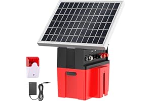 EPOIFY Solar Electric Fence Charger with Siren Alarm, 0.65Joules Fence Charger,12000mAh Battery&10W Solar Panel Fence Energizer, 10Miles Range Electric Fence Energizer Ideal for Livestock, Poultry