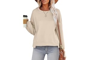 Aokosor Womens Cropped Sweatshirt Crewneck Long Sleeve Shirts Trendy 2024 Fall Tops Casual Loose Irregular Hem