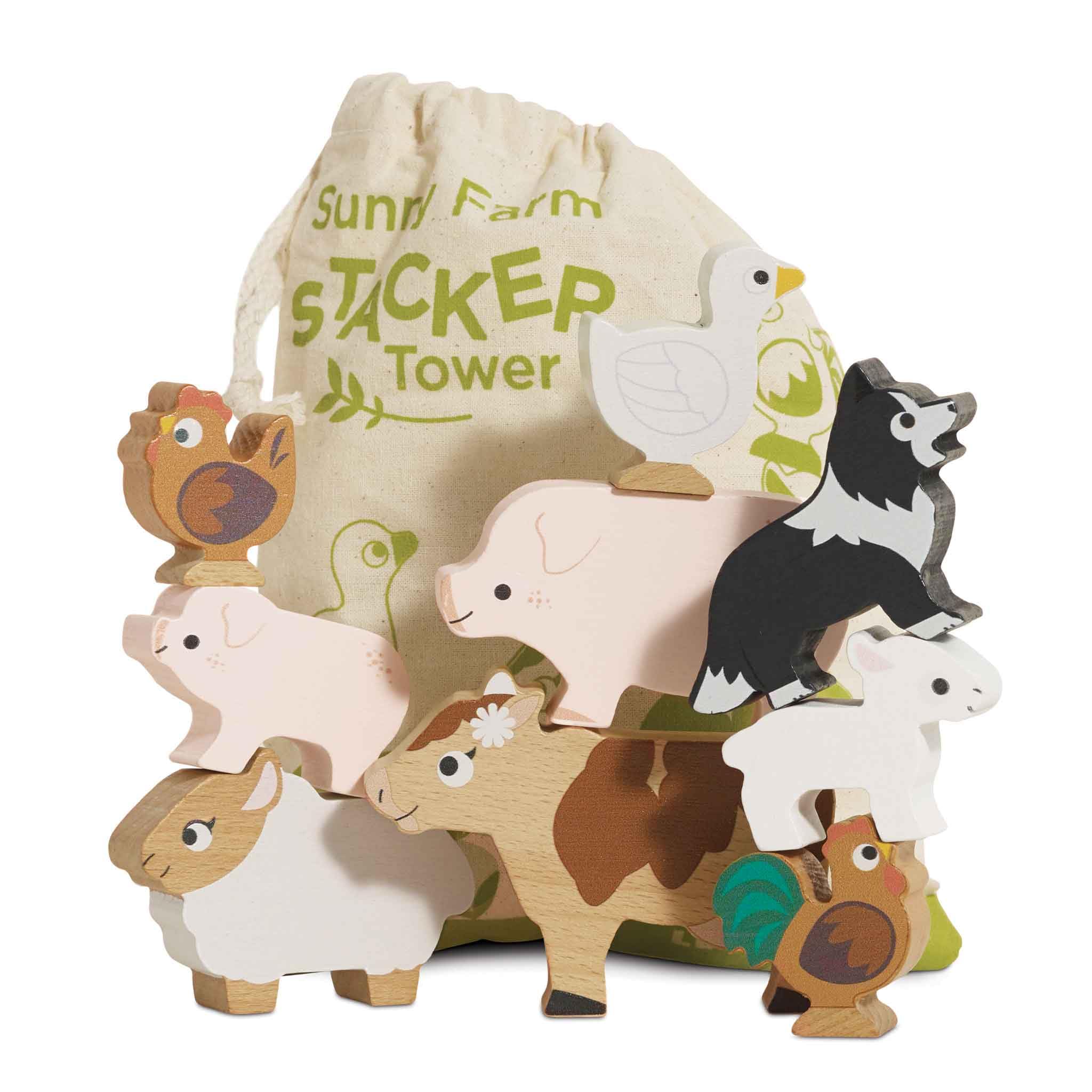 Le Toy Van PL141 Farm Animals Wooden Stacking Toy, Various, Universal