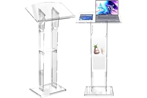 GUARDMATE Acrylic Podium Pulpit Stand | Modern Deisgn Portable Classroom Lectuern | Professional Use | Conference Church Speeches Weddings Events Presentation (Ultra Clear, 47' Tall)