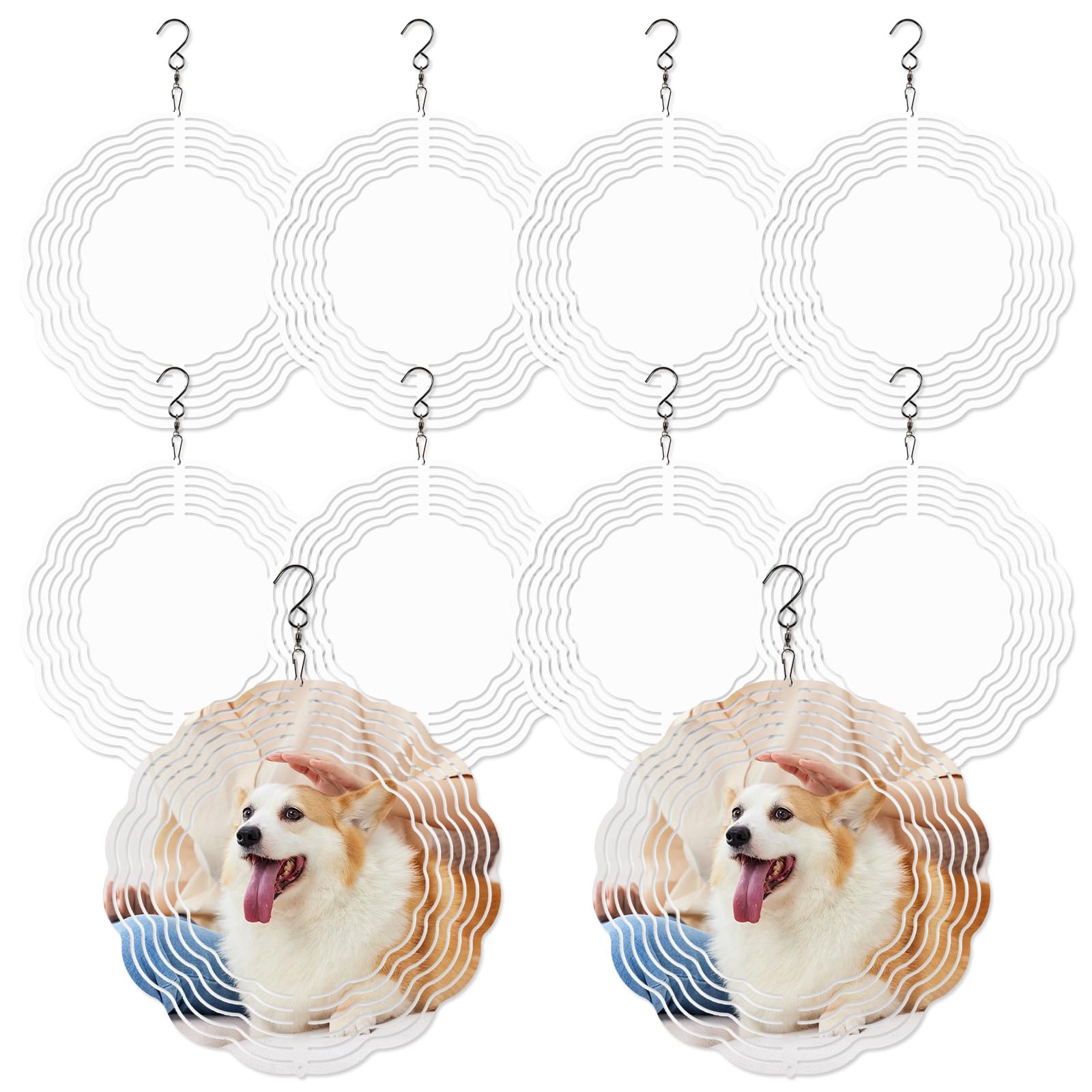 Photo 1 of 10 inch Sublimation Wind Spinner Blanks Round Bulk Sublimation Blanks Products Stainless Steel Metal Outdoor Garden Decoration for Heat Press Transfer Sublimation Blank Gift 10 Pack (10 pcs 10 inch)