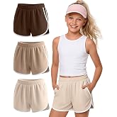 JoyMotion 3 Pack Girls Athletic Dolphin Shorts | Running, Shorts, with Pockets, Dolphin Hem, Active, Breathable, School, Gym Class, Summer, Sizes 5-14