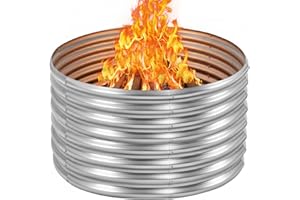 Jotesnew 48 inch Fire Pit Ring, 4x4x2FT Galvanized Fire Ring, Wood Burning Fire Pits Ring, Outdoor Fireplace Height 2FT, Round Camp Fire Ring, Bonfire Pit for Camping, Backyard (4x4x2FT)