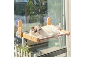 Cat Window Perch with Wooden Frame – Aloxina Foldable Cat Hammock Bed for Indoor Cats, Breathable Sandwich Mesh Cover, Strong Suction Cups, No Drilling, Supports Large Cats