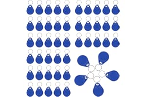 Aepiraza 50Pcs 125khz RFID Writable Rewritable T5577 Fob Tag, Writable Key Fob Proximity ID Card Token Tag Rewritable for RFID Writer (Blue)