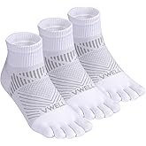 VWELL Toe Socks for Men and Women COOLMAX Five Finger socks Athletic Running Sock Quarter Ankle Toe Socks (3Pairs)