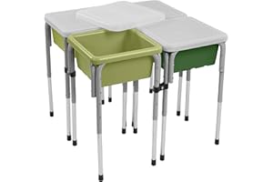ECR4Kids 4-Station Sand and Water Adjustable Play Table, Sensory Bins, Fern Green/Hunter Green