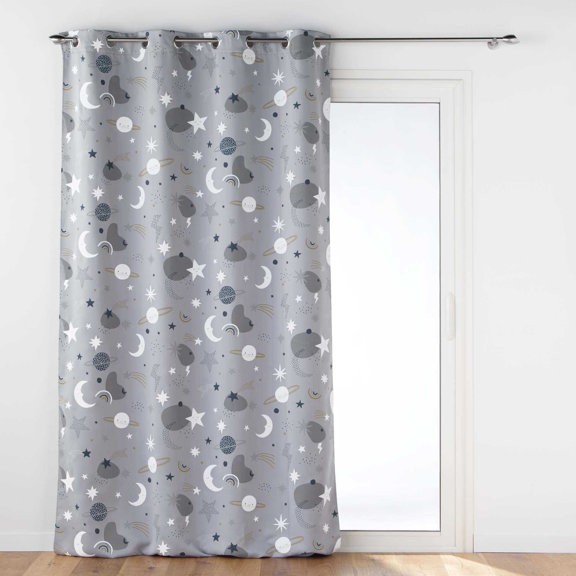 Douceur d'Intérieur, Grey Eyelet Curtain 140 x 260 cm