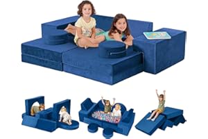 Kidirect Modular Kids Play Couch, K12 320+DIY Convertible Foam Play Couch for Boys & Girls, Versatile Kids Play Couch Building Fort, Child Sectional Kids Sofa Couch for Playroom Bedroom (Ocean Blue)