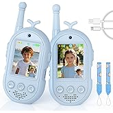 Video Walkie Talkies for Kids Toys - 2 Pack Rechargeable Walkie Talkie with Camera and Screen,Long Range 2 Way Radio for Outdoor Camping Games,Christmas Birthday Gifts for Boys Girls Age 3-12(Blue)