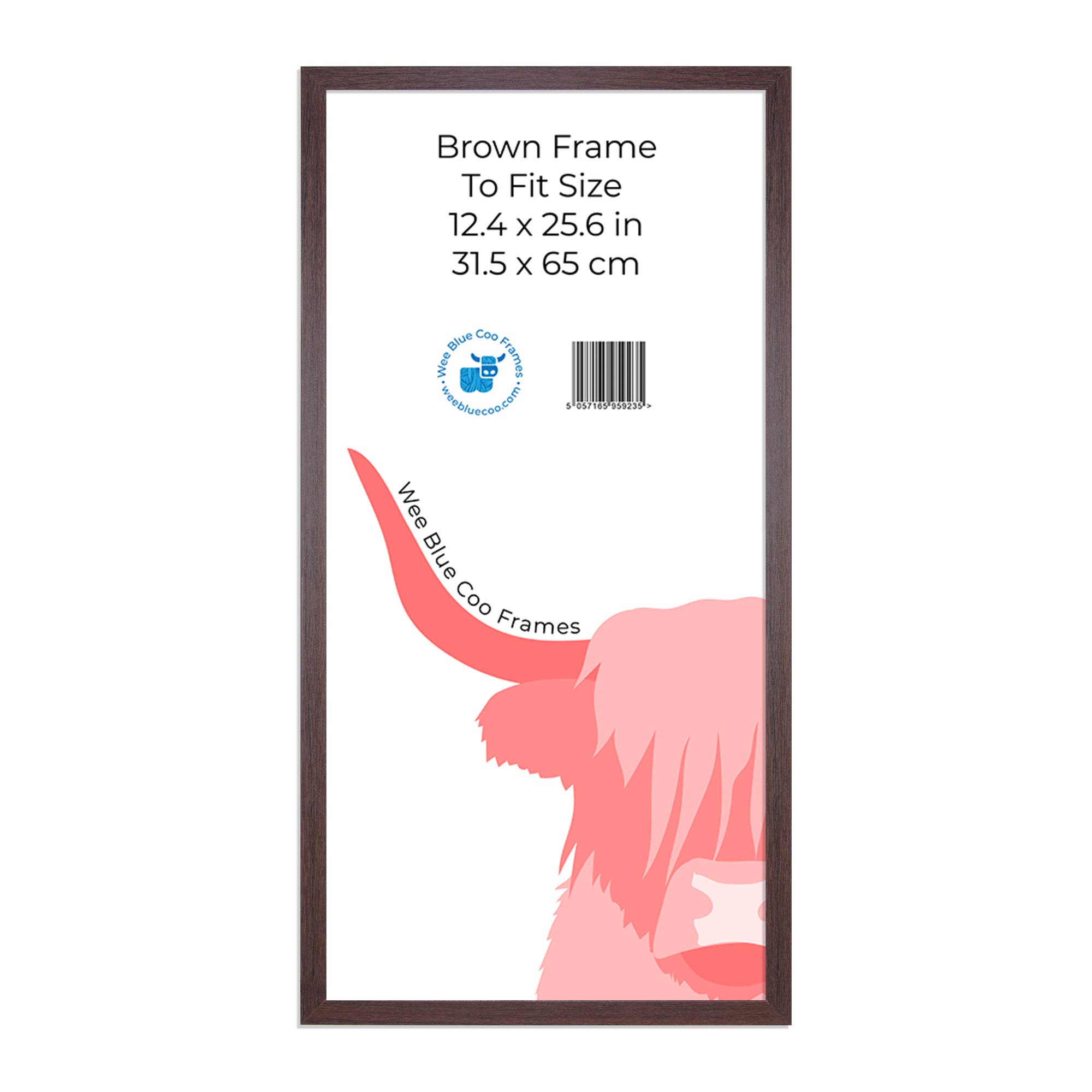 Wee Blue Coo Long Brown Wooden Picture Frame 12.4 x 25.6 Inch (31.5 x 65 cm) Acrylic Safety 'Glass' Photo Frame