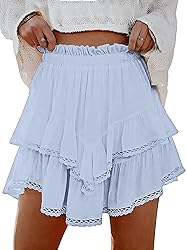 Lepunuo Womens Shorts High Waisted Skorts Flowy