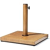 VredHom Patio Umbrella Base, 43lbs Outdoor Heavy Duty Square Concrete Stand, Fits 6-12ft Fringe Market Umbrella, Teak Brown