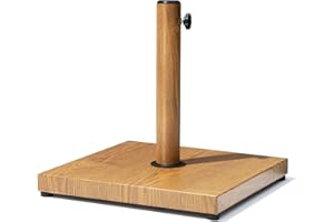 VredHom Patio Umbrella Base, 43lbs Outdoor Heavy Duty Square Concrete Stand Market Umbrella, Teak Brown