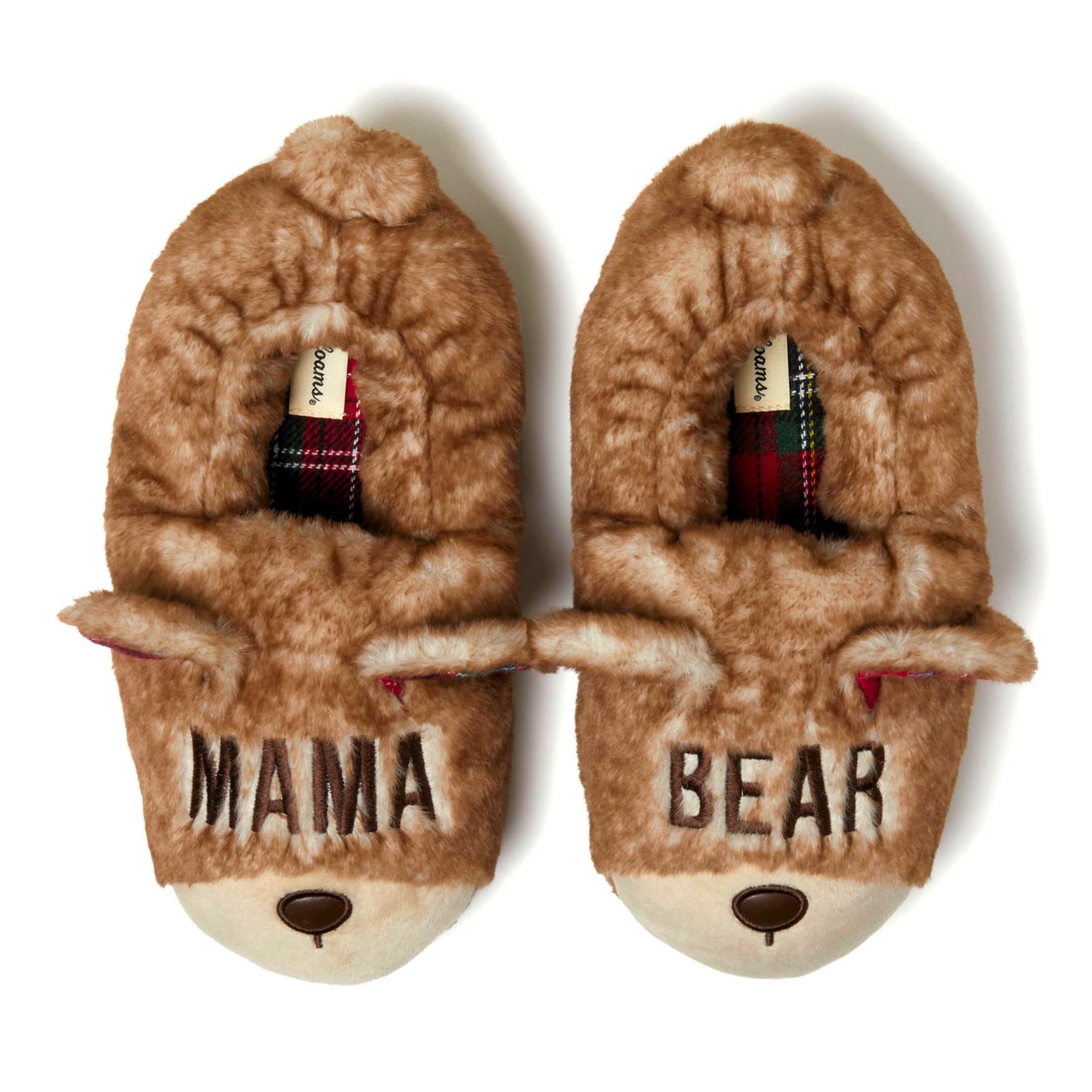 Dearfoams Women's Matching Family Holiday Mama Bear Sherpa Lined Moc Toe With Embroidery Slipper, Frost, XL Image