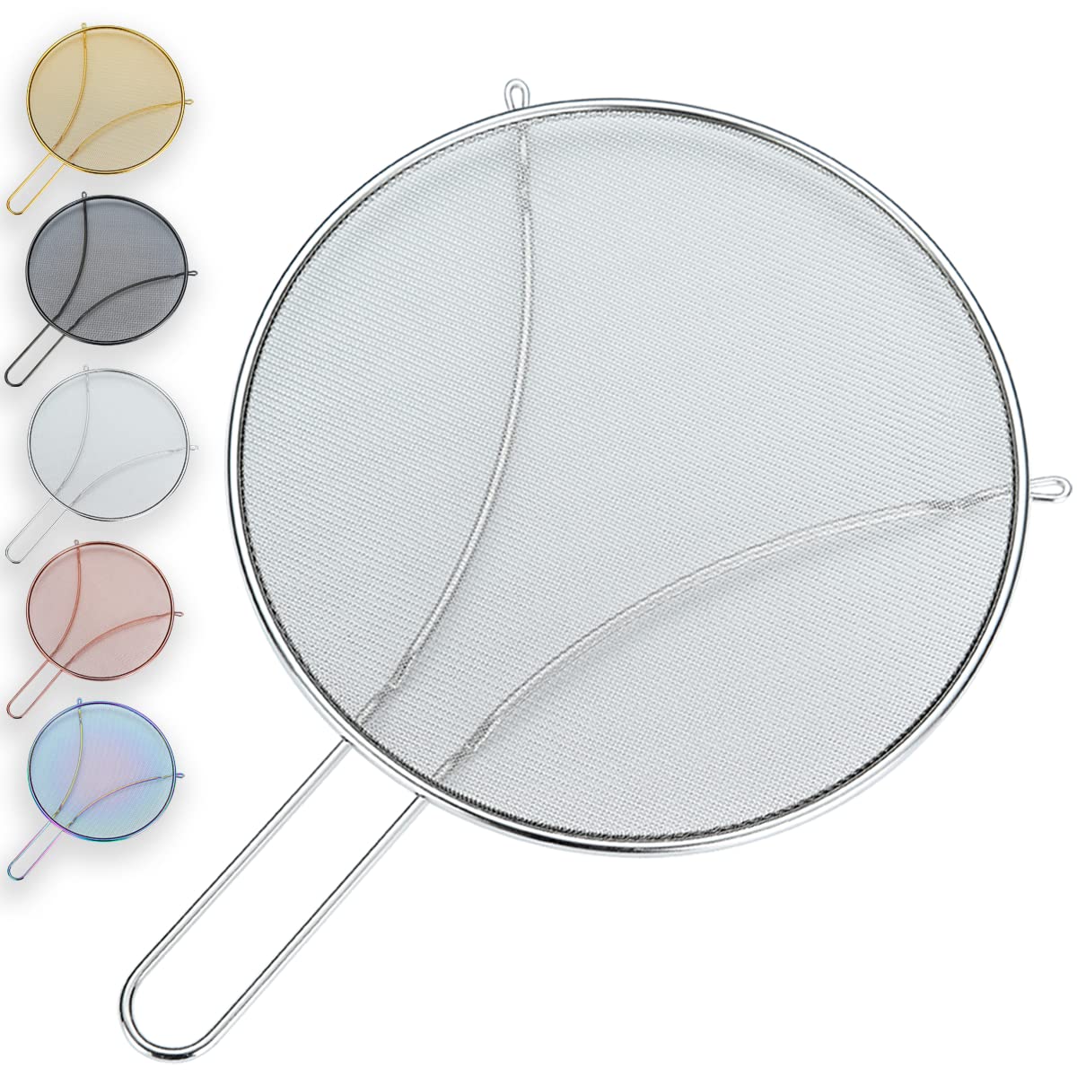 Photo 1 of ***DAMAGED - SEE NOTES/PICTURES*** Evanda 12" Splatter Screen for Cooking, Stainless Steel Fine Mesh for Frying Pan, Grease Guard for Pan to Stop Hot Oil Splatter, Protect the Skin From Burns, Safe Cooking Lid