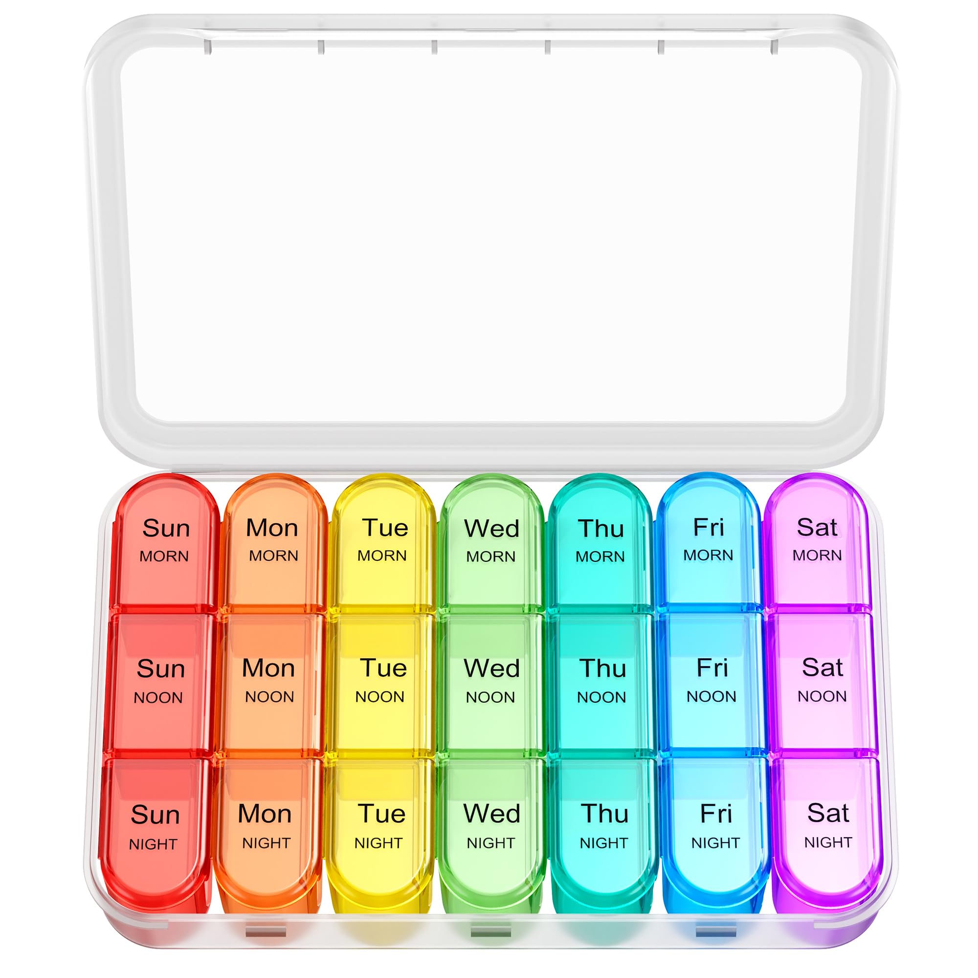 Zoolion Weekly Pill Box 7 Day 3 Times a Day (Morn/noon/Night), Daily Portable Travel Pill Box Organiser, Tablet Box with Large Compartments, Hold for Fish Oils, Vitamins, Supplements