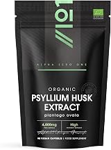 ALPHA01 Organic Psyllium Husk 4000mg Fibre 90 Vegan Capsules