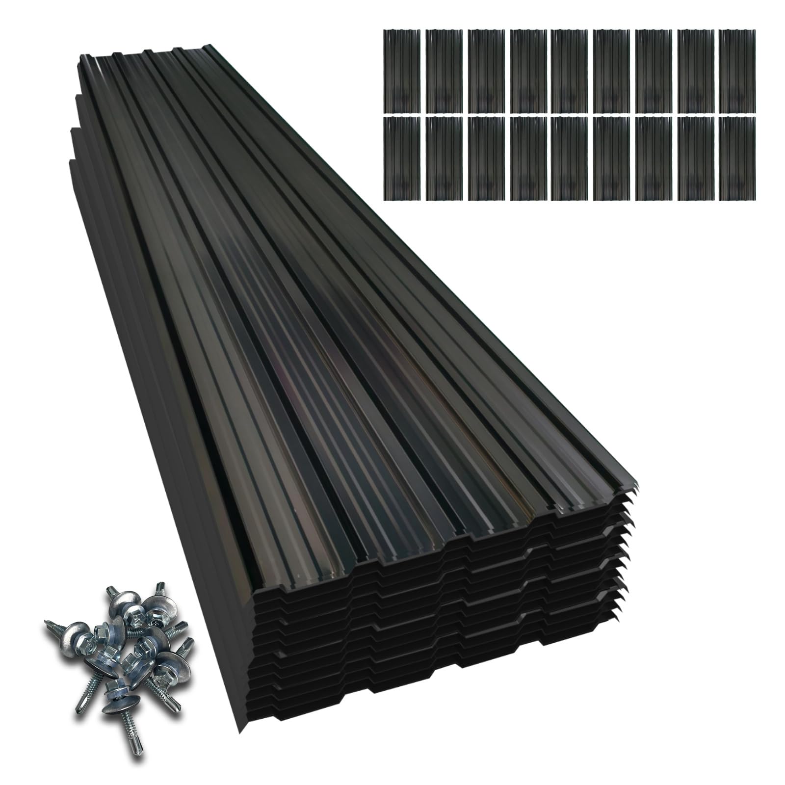 Photo 1 of 18Pcs Galvanized Steel Roof Panels,L42.52×W17.72 Inch Metal Roofing Panels,Corrugated Tin Roofing Panels with Screw Resistant Suitable for Garages,Sheds,Stables and Mobile Homes