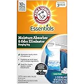 Arm & Hammer Essentials Hanging Moisture Absorber and Odor Eliminator, 17.5 oz., 3 Pack, Linen Fresh, Moisture Absorbers for