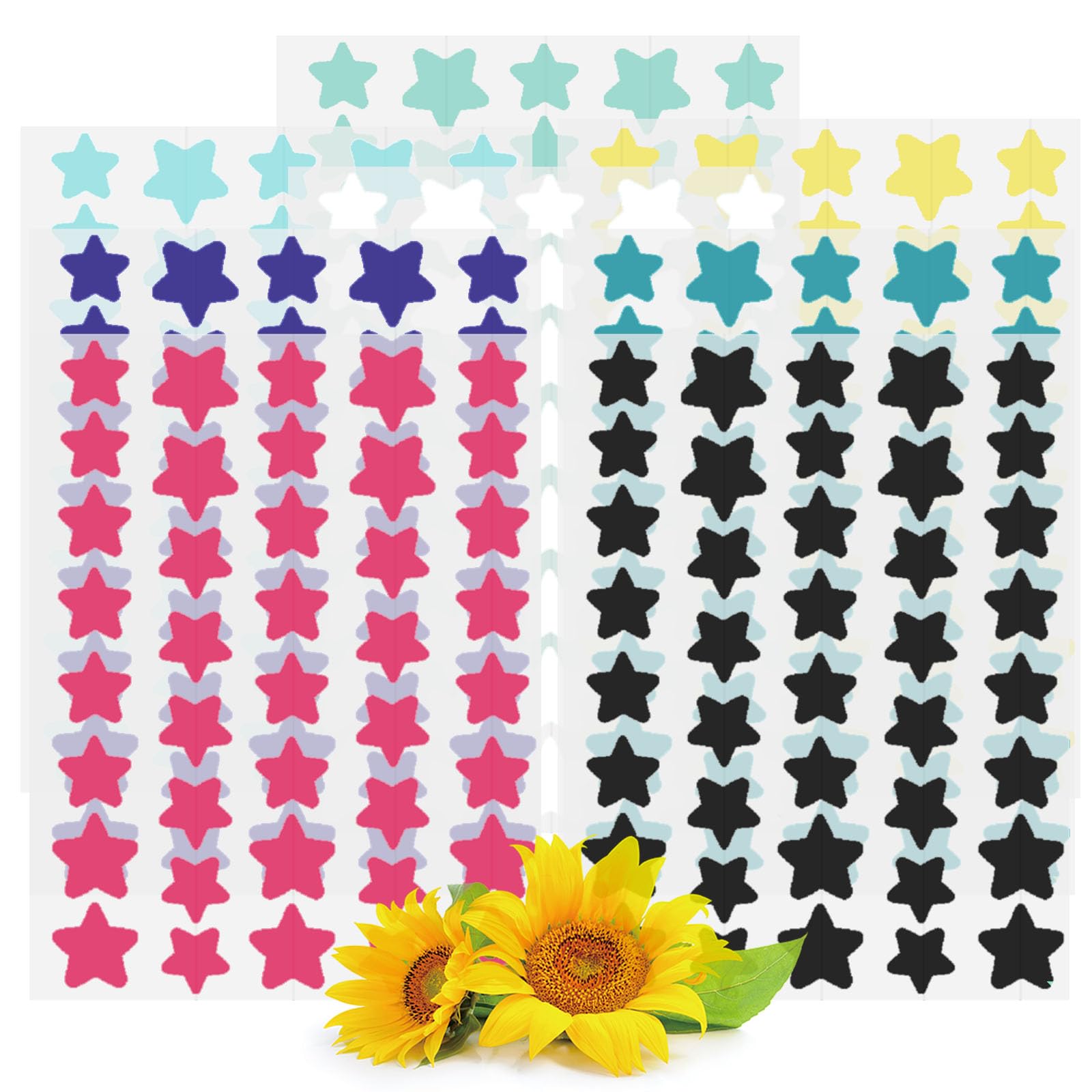 SSKHE Acne Pimple Patch, 8 Colors 320 PCS Dots Star Pimple Patches with Tea Tree Oil, Centella Oil ,Salicylic Acid,Hydrocolloid Acne Starface Pimple Patches Spot Stickers(10mm,12mm &14mm)