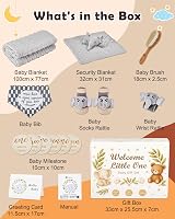 Lictin 14Pcs Baby Gift Set Neutral Newborn Gift Basket Grey Elephant Blanket view 2