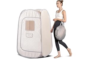 Smartmak Portable Steam Sauna Tent, Full Body Personal Home Spa, Lightweight Foldable Steam Room for Detox Therapy, Steamer NOT Included (L 31.5” * W 31.5” * H 55.2” Champagne)