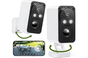 PM POPMAKE Security Cameras Wireless Outdoor 180° Pan Rotate 2K Color Night Vision Cameras for Home Security Motion Detection Siren 2-Way Talk Battery Powered IP65 Waterproof 2.4GHz WiFi Cloud/SD Storage 2-Pack