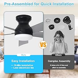 Depuley Modern Ceiling Fan with Light: 42-Inch