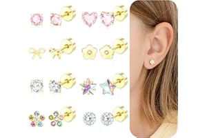 Hypoallergenic Earrings for Girls Women, 14k Gold Toddler Screw Back Earrings for Kids Baby Lightweight Surgical Stainless St