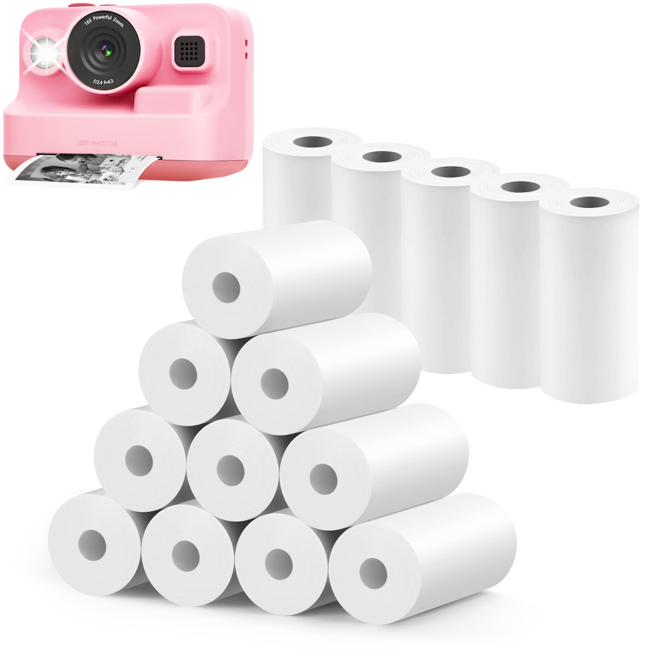 15 Rolls Instant Print Paper Refill, 57x25mm Sticker Paper for Portable Instant Print Cameras