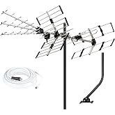 Five Star HDTV Outdoor Antenna 200 Miles Long Range Upgraded Yagi VHF UHF Support ATSC 3.0 and 4K Broadcast with 21” mounting