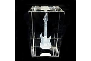 XINDAM 3D Electric Guitar Paperweight Laser Etched in Crystal Glass Cube Music Graduation Christmas Birthday Valentine's Day
