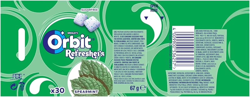 Refreshers Chicles Sin Azúcar Hierbabuena Grageas 6 Botes x 30 u.