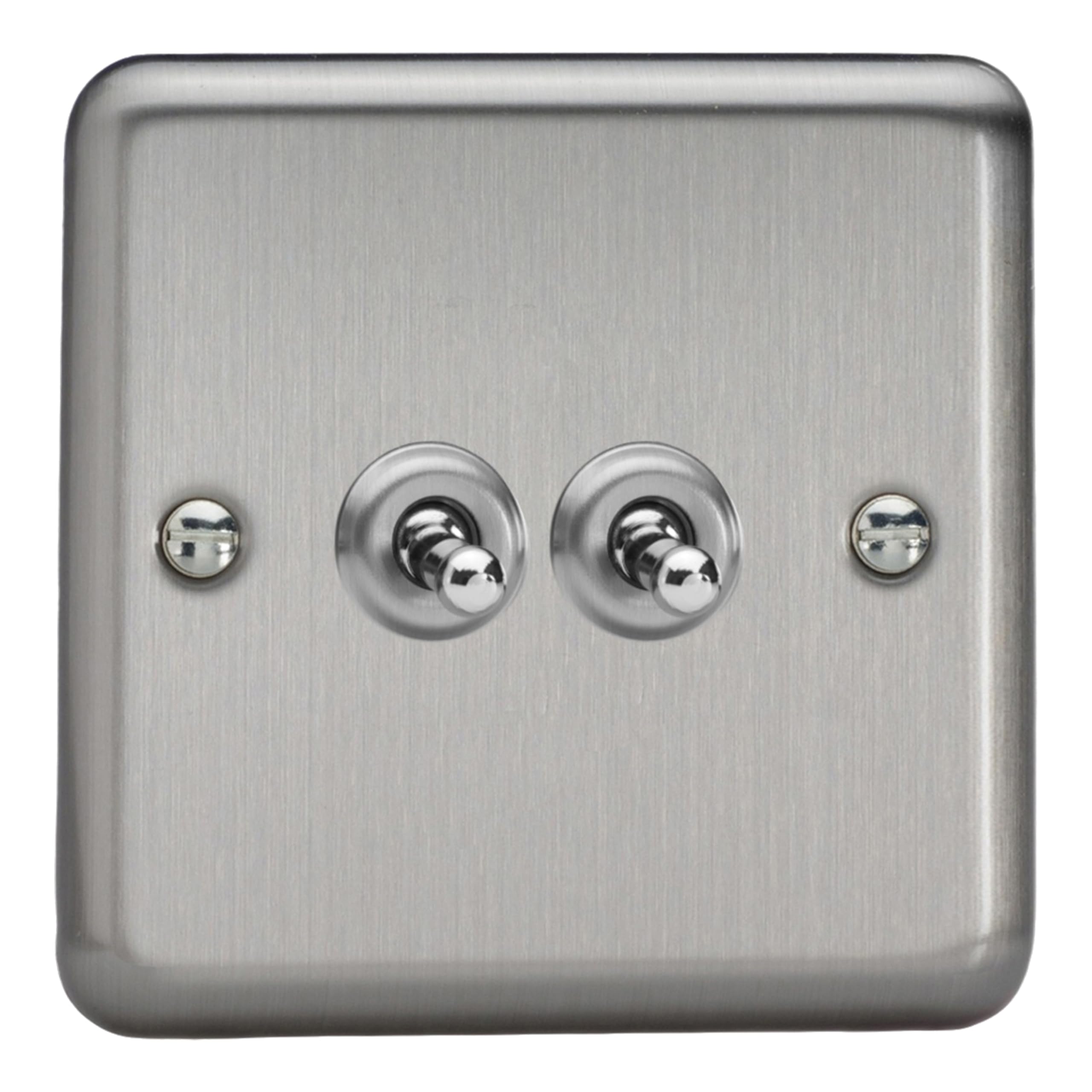 Varilight Double Toggle Light Switch 2-Way - Value Matt Chrome with Chrome Toggles, XST2
