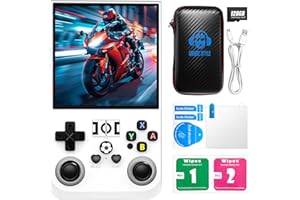 DVJQSN R36MAX Retro Handheld Game Console, R36MAX with 4.0'' IPS Screen Linux System Built-in 64G TF Card 30+Emulators Pre-Installed 22000+ Games Retro Game Console with 4000mAh Battery （White 128GB