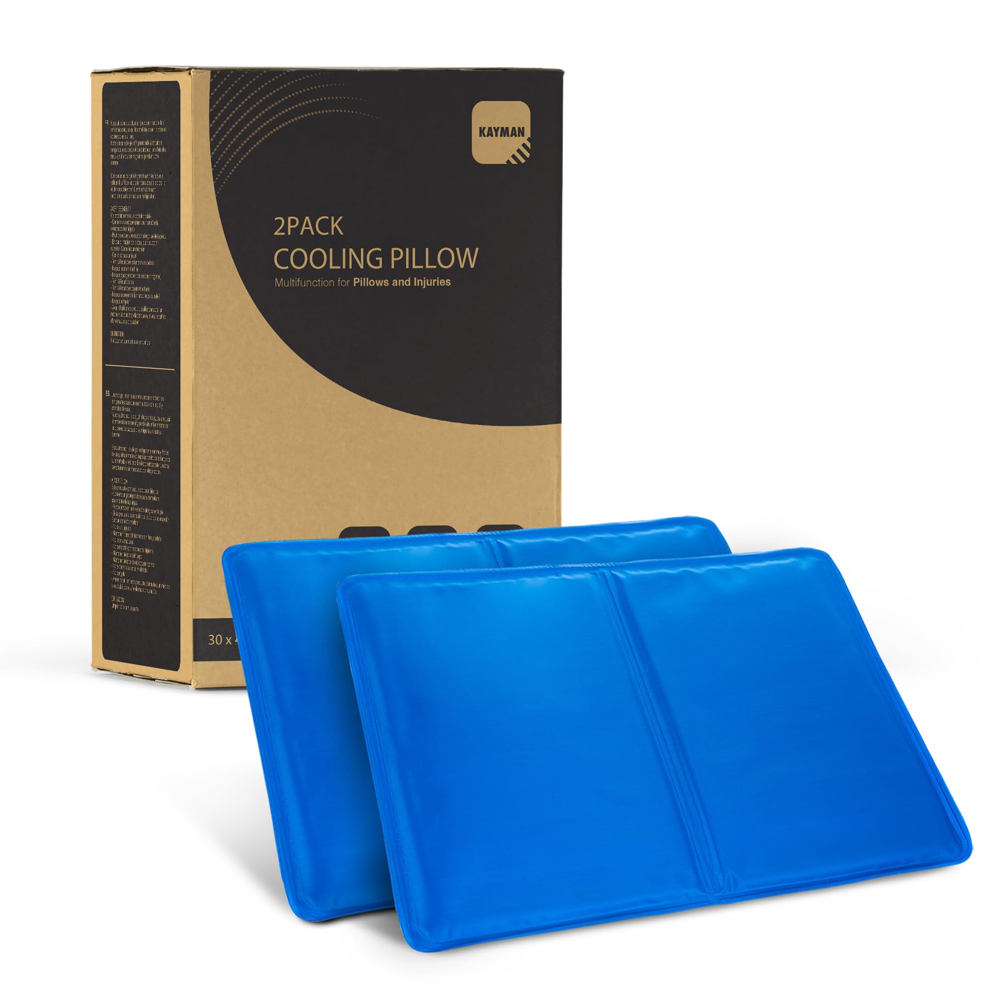 KAYMAN 2 x Reusable Cooling Gel Pads | Multifunction Gel Cushion Pillows for Absorbs, Dissipates Heat, and Sports Injuries | Improves Sleep Quality and Reducing Night Sweats - 30x40cm Jelly Inlays