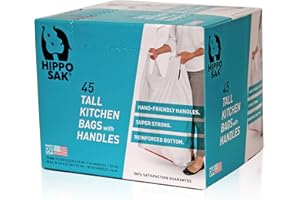 Hippo Sak - Kitchen Trash Bags 13 Gallon - Garbage Bags with Handles - 45 Count