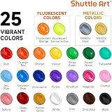 Shuttle Art 25 Colors Acrylic Paint Set 60ml with 3 Brushes & Palette view 4