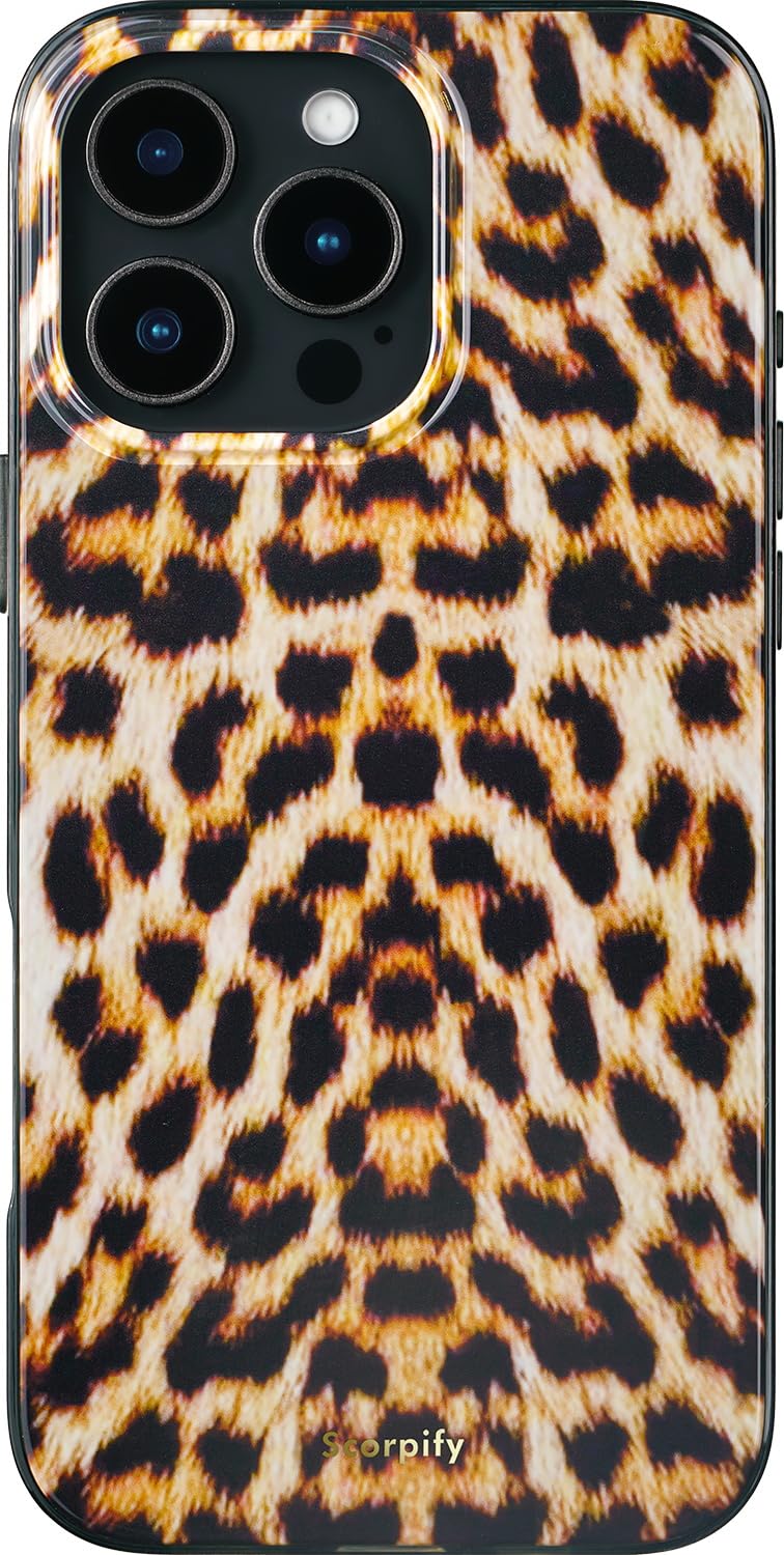 SCORPIFY for iPhone 16 Pro Max Case [Compatible with MagSafe] with Realistic Leopard Cheetah Fur Print Design, Cute Magnetic Phone Cover for Women Girls, Slim Shockproof Bumper