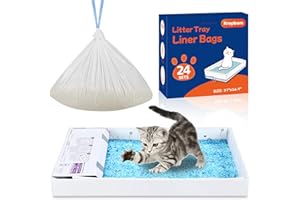 KROPBOM 24 Pack Litter Box Liners Compatible with Safe Pets Scoopfree Cat Litter Box Tray Refill, Large Cat Waste Poop Bags with Anti-scratch Cardboard and Drawstring Heavy Tear-resistant- 37" x 16"