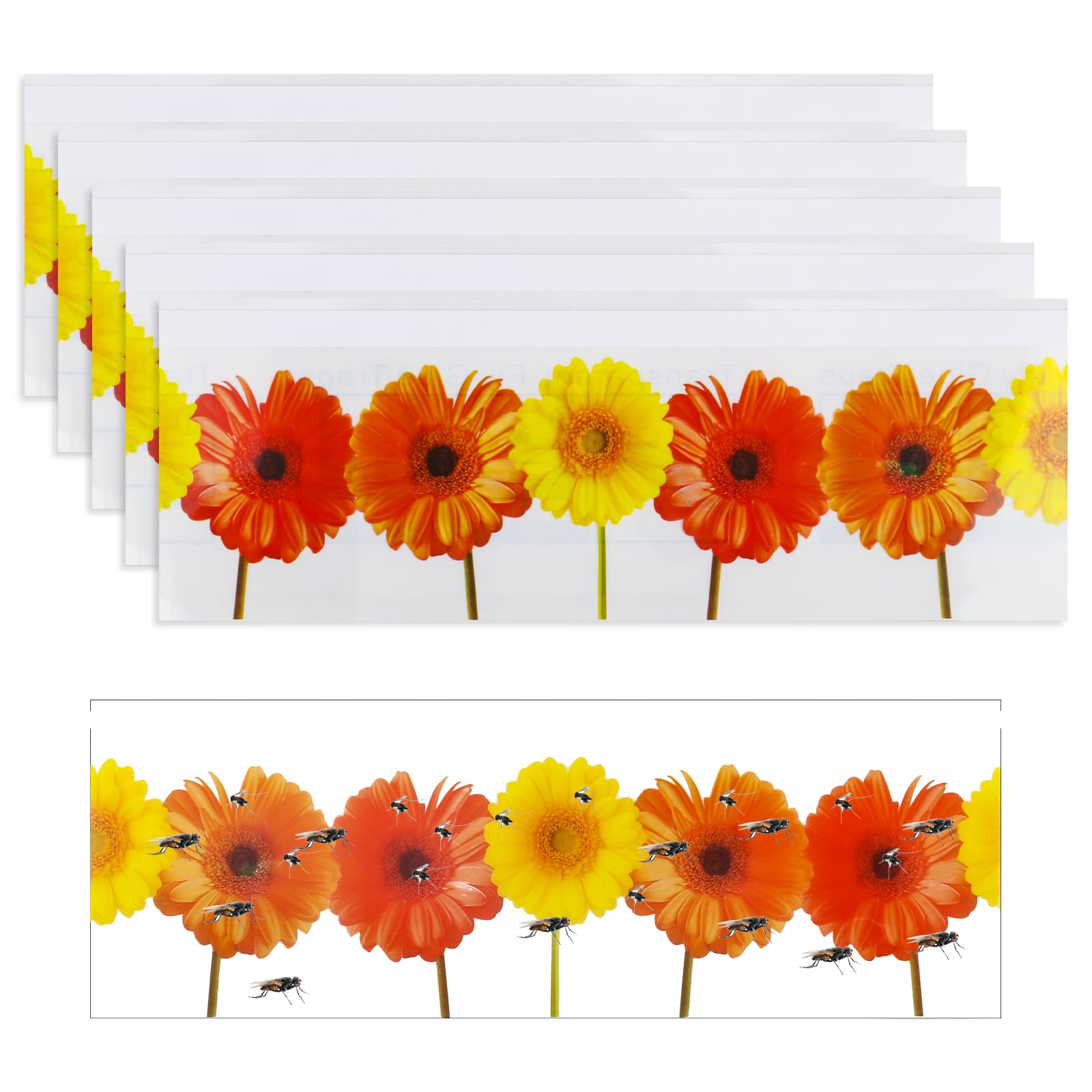 smtfcty 30PCS Window Fly Traps Window Fly Stickers Indoor,Flyer Catcher Floral Pattern Design Sticky Flying Catcher for Indoor Houseflies Gnat,Nontoxic and Pesticide Free