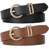 VONMELLI 2 Pack Kids Leather Belts for Girls Fashion O-Ring Buckle belts for Teen Girls Jeans school uniforms