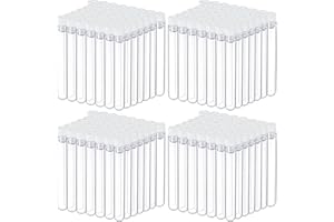 Flutesan 200 Pcs Clear Plastic Test Tubes 16 x 100 mm(10 ml) Test Tubes with Caps for Scientific Experiments,Halloween, Christmas, Scientific Themed Birthday Party Supplies, Candy Storage(White)