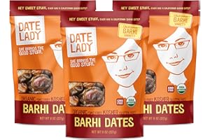Date Lady Organic Barhi Dates | Vegan, Paleo, Gluten-free & Kosher (3 Bags) No Sugar Added