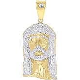10kt Two-Tone Gold Unisex Textured Jesus Face Religious Charm Pendant