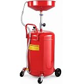VEVOR 20-Gallon Waste Oil Drain Tank, Air Operated Portable Oil Drainer with Adjustable Funnel Height, Fluid Fuel Transfer Drainage with Wheels, Oil Change Container for Auto Repair Shops, Garages